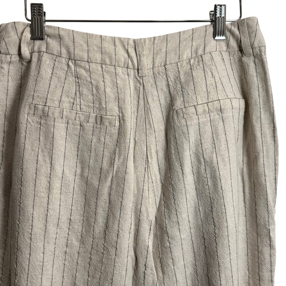 7 For All Mankind Womens Pinstripe Linen Blend Wide Leg Trousers Beige Size 8 - Picture 7 of 8